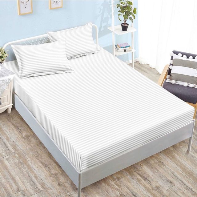 Husă damasc policoton universală, pentru saltea de 160x200cm / 180x200cm, cu două fețe de pernă